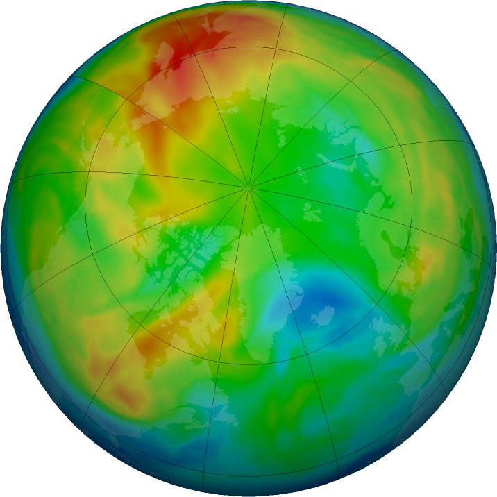Arctic ozone map for 04 January 2017